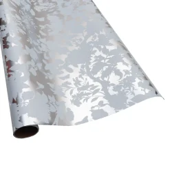 Caspari Christmas Wrapping Paper|Christmas Chinoiserie Silv & Wht Foil Roll Wrap - includes 1 Roll