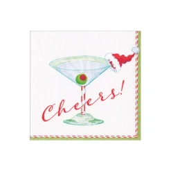 Caspari Christmas Napkins|Paper Cocktail Napkins|Christmas Cocktail Cheers! Paper Cocktail Napkins - 20 Per Package