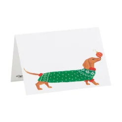 Caspari Christmas Place Cards|Place Cards|Christmas Dachshund Place Cards - 8 Per Package