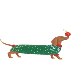 Caspari Christmas Place Cards|Place Cards|Christmas Dachshund Place Cards - 8 Per Package