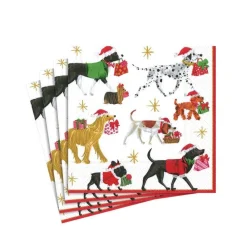 Caspari Christmas Napkins|Paper Cocktail Napkins|Christmas Delivery Paper Cocktail Napkins in White - 20 Per Package