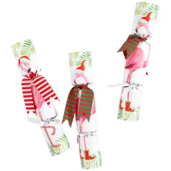 Caspari Christmas Crackers|Christmas Flamingos Christmas Crackers-10 Inch Long/8In