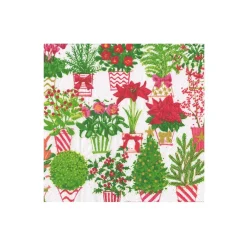 Caspari Christmas Napkins|Boxed Cocktail Napkins|Christmas Flower Market Boxed Cocktail Napkins - 40 Per Box