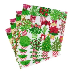 Caspari Christmas Napkins|Paper Cocktail Napkins|Christmas Flower Market Cocktail Napkins - 20 Per Package