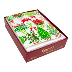 Caspari Christmas And Holiday Cards|Boxed Holiday Cards|Christmas Flower Market Petite Boxed Christmas Cards - includes 15 cards & envelopes