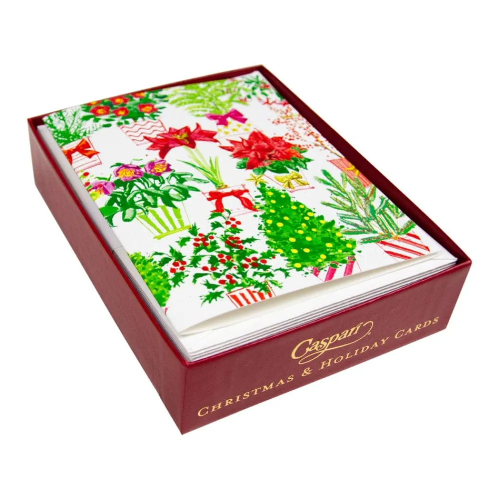 Caspari Christmas And Holiday Cards|Boxed Holiday Cards|Christmas Flower Market Petite Boxed Christmas Cards - includes 15 cards & envelopes