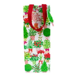 Caspari Christmas Gift & Bottle Bags|Gift & Bottle Bags|Christmas Flower Market Wine & Bottle Gift Bags - 1 Each