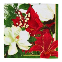 Caspari Christmas Napkins|Paper Cocktail Napkins|Christmas Garden Cocktail Napkins - 20 Per Package