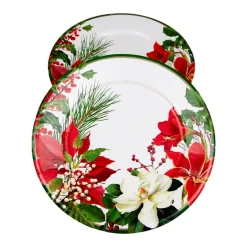 Caspari Paper Dinner Plates|Christmas Garden Dinner Plates - 8 Per Package
