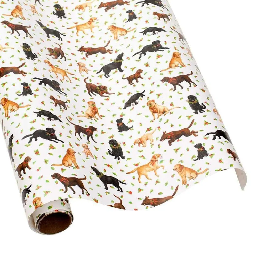 Caspari Christmas Wrapping Paper|Wrapping Paper|Christmas Labs Gift Wrapping Paper - 30" x 8' Roll