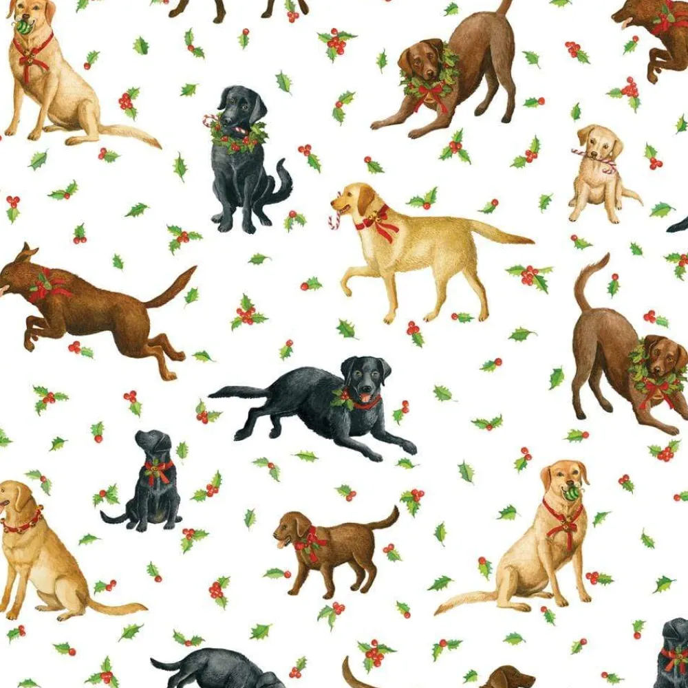 Caspari Christmas Wrapping Paper|Wrapping Paper|Christmas Labs Gift Wrapping Paper - 30" x 8' Roll