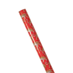Caspari Christmas Wrapping Paper|Wrapping Paper|Christmas Leopards Gift Wrapping Paper in Red - 30" x 8' Roll