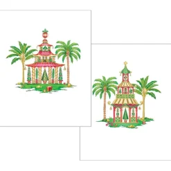 Caspari Note Cards|Christmas Pagodas Assorted Embossed Boxed Note Cards - 10 Note Cards & 10 Envelopes