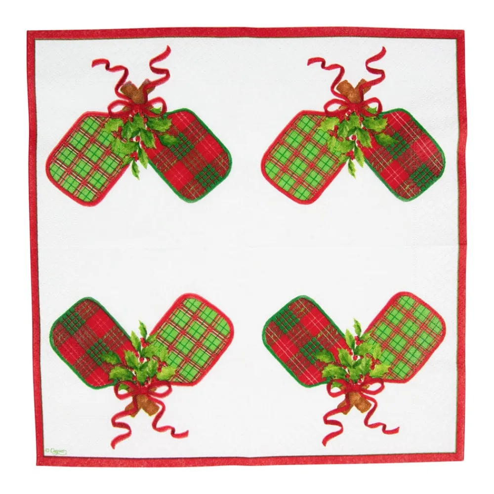 Caspari Christmas Napkins|Paper Cocktail Napkins|Christmas Pickleball Cocktail Napkins - 20 Per Package