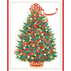 Caspari Christmas And Holiday Cards|Boxed Holiday Cards|Christmas Tree Embossed Large Boxed Christmas Cards - includes 10 cards & envelopes