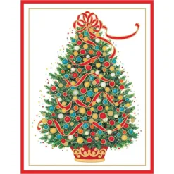 Caspari Christmas And Holiday Cards|Boxed Holiday Cards|Christmas Tree Embossed Large Boxed Christmas Cards - includes 10 cards & envelopes