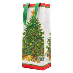Caspari Christmas Gift & Bottle Bags|Gift & Bottle Bags|Christmas Tree Gift Bags - includes 1 Gift Bags