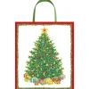 Caspari Christmas Gift & Bottle Bags|Gift & Bottle Bags|Christmas Tree Large Gift Bag 10"L x 4.75"W x 11.75"H - includes 1 bag