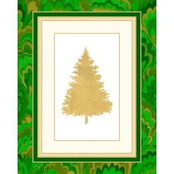 Personalization by Caspari Personalized Holiday Cards|Personalized Christmas Cards|Christmas Tree Marbled Foil Personalized Christmas Cards