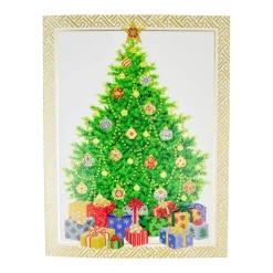 Caspari Christmas And Holiday Cards|Boxed Holiday Cards|Christmas Tree with Ceramic Ornaments Large Boxed Christmas Cards - includes 15 cards & envelopes