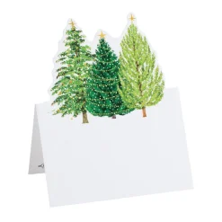 Caspari Christmas Place Cards|Place Cards|Christmas Trees with Lights Die-Cut Place Cards - 8 Per Package