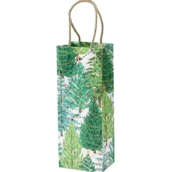 Caspari Christmas Gift & Bottle Bags|Gift & Bottle Bags|Christmas Trees with Lights Wine & Bottle Gift Bag - 1 Each