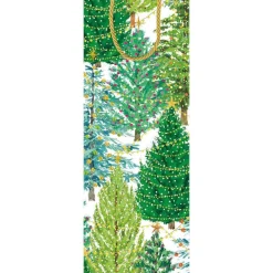 Caspari Christmas Gift & Bottle Bags|Gift & Bottle Bags|Christmas Trees with Lights Wine & Bottle Gift Bag - 1 Each