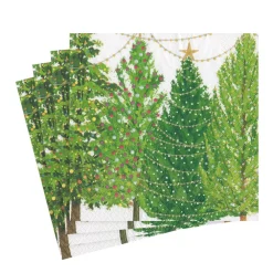Caspari Christmas Napkins|Paper Luncheon Napkins|Christmas Trees with Lights Paper Luncheon Napkins - 20 Per Package