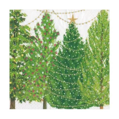 Caspari Christmas Napkins|Paper Luncheon Napkins|Christmas Trees with Lights Paper Luncheon Napkins - 20 Per Package