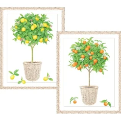 Caspari Note Cards|Citrus Topiaries Assorted Embossed Boxed Note Cards - 10 Note Cards & 10 Envelopes