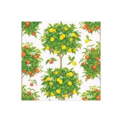 Caspari Boxed Cocktail Napkins|Citrus Topiaries Boxed Paper Cocktail Napkins in White - 40 Per Box