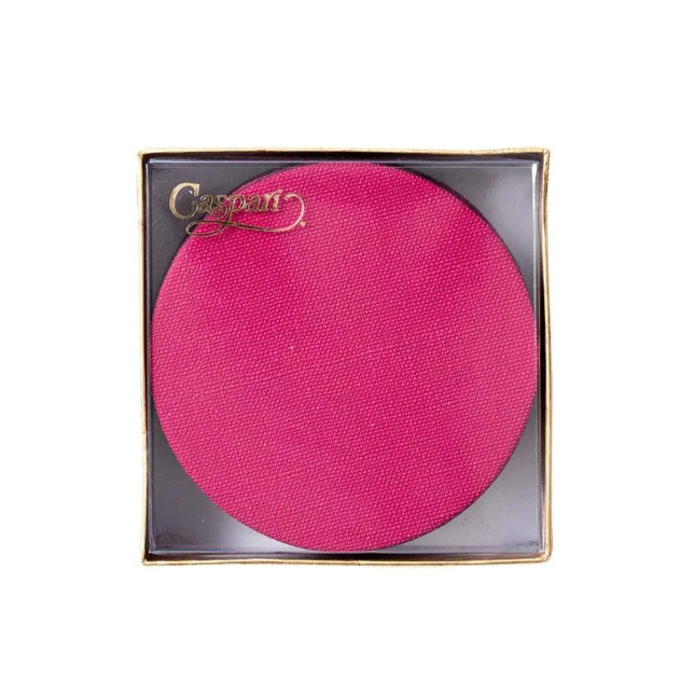 Caspari Cocktail Party|Mother'S Day|Classic Canvas Felt-Backed Coasters in Fucshia - 8 Per Box