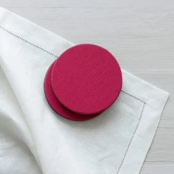 Caspari Cocktail Party|Mother'S Day|Classic Canvas Felt-Backed Coasters in Fucshia - 8 Per Box