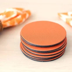 Caspari Father'S Day|Mother'S Day|Classic Canvas Felt-Backed Coasters in Orange - 8 Per Box