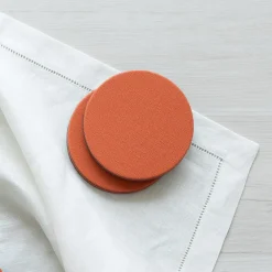 Caspari Father'S Day|Mother'S Day|Classic Canvas Felt-Backed Coasters in Orange - 8 Per Box