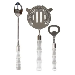 Caspari Cocktail Party|Engagement Party|Clear Bamboo Handle Bar Tools Set
