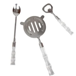 Caspari Cocktail Party|Engagement Party|Clear Bamboo Handle Bar Tools Set
