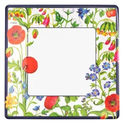 Caspari Paper Dinner Plates|Cloisters Garden Square Dinner Plates in White - 8 Per Package