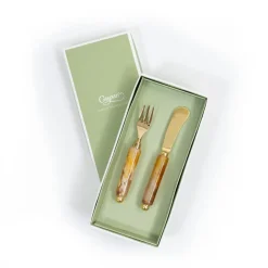 Caspari Serving Utensils|Serving Platters & Bowls|Coffee Resin Spreader & Hors d'oeuvre Fork - Set of 2