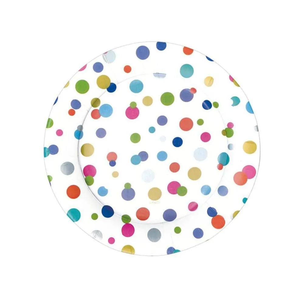Caspari Birthday|Paper Salad And Dessert Plates|Confetti Brights Paper Salad & Dessert Plates - 8 Per Package