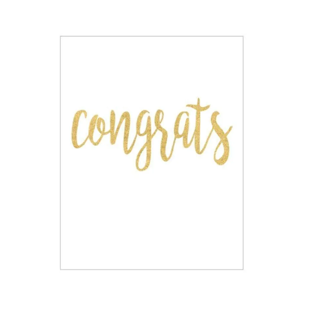 Caspari Graduation Celebration|Gift Tags & Enclosure Cards|Congrats Script Gift Enclosure Cards in Gold Foil - 4 Mini Cards & 4 Envelopes