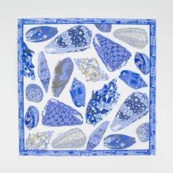 Caspari Paper Cocktail Napkins|Coquillage Blue Cocktail Napkins - 20 Per Package