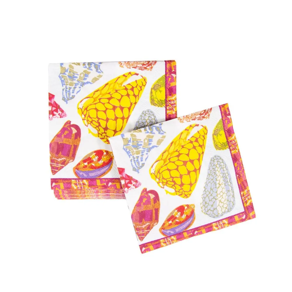 Caspari Paper Cocktail Napkins|Coquillage Purple Cocktail Napkins - 20 Per Package