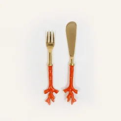 Caspari Serving Utensils|Coral Spreader & Hors d'oeuvre Fork - Set of 2