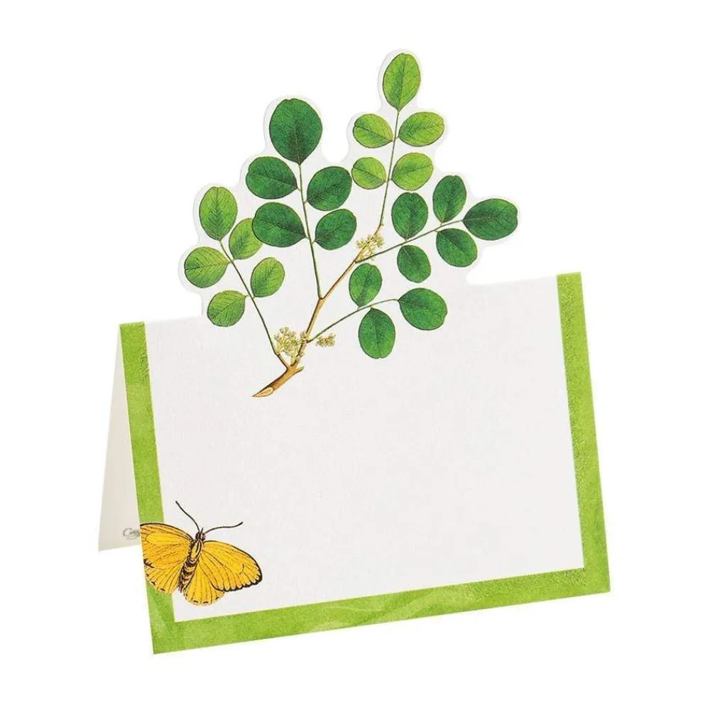 Caspari Place Cards|Coromandel Garden Ivory Place Cards Die Cut Package 8 In
