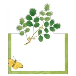 Caspari Place Cards|Coromandel Garden Ivory Place Cards Die Cut Package 8 In