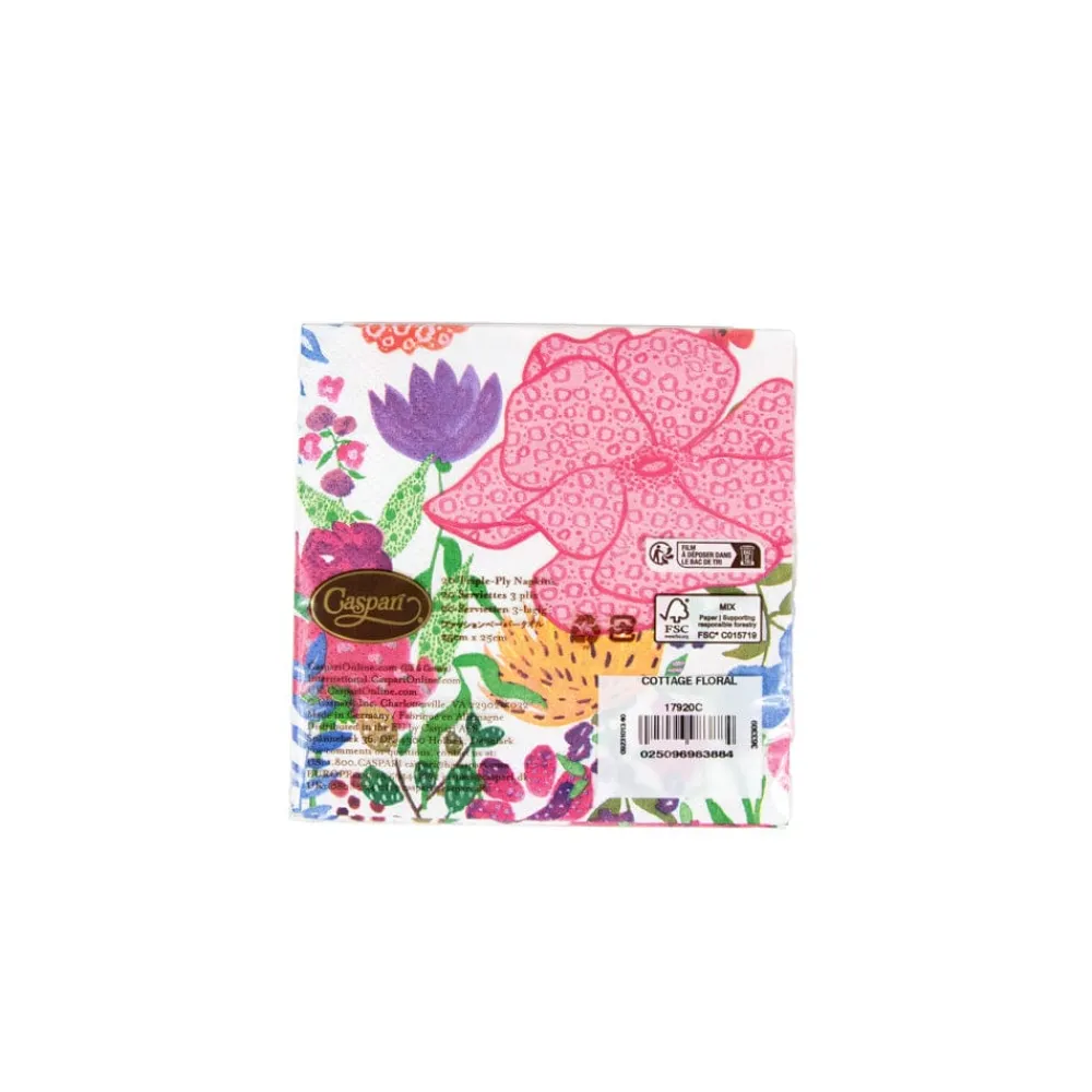 Caspari Paper Cocktail Napkins|Cottage Floral Cocktail Napkins - 20 Per Package