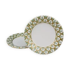 Caspari Christmas Plates|Paper Salad And Dessert Plates|Deco Christmas Gold Salad & Dessert Plates - 8 Per Package