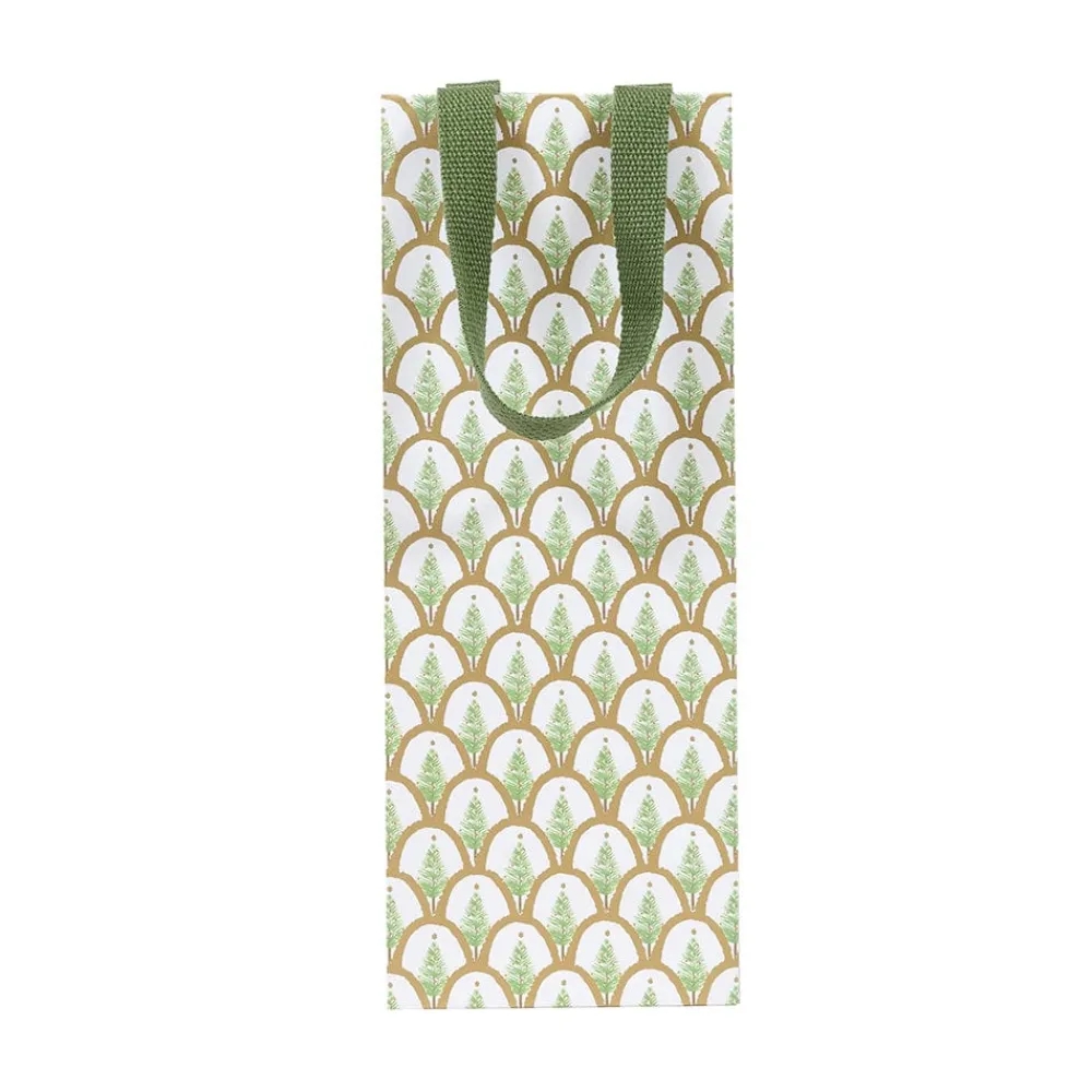 Caspari Christmas Gift & Bottle Bags|Gift & Bottle Bags|Deco Christmas Gold Wine & Bottle Gift Bag - 1 Each