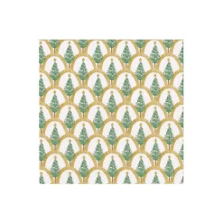 Caspari Christmas Napkins|Boxed Cocktail Napkins|Deco Christmas Green Boxed Cocktail Napkins - 40 Per Box